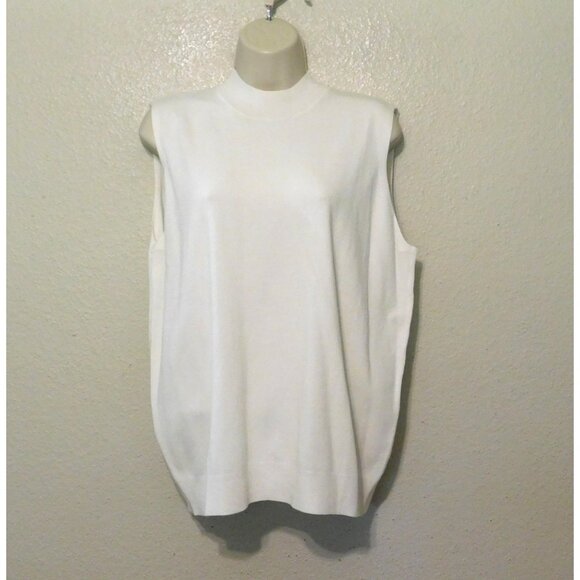 Worthington Mock Neck Sweater Womens XL Ivory Cream Sleeveless Soft Knit New - Picture 1 of 5
